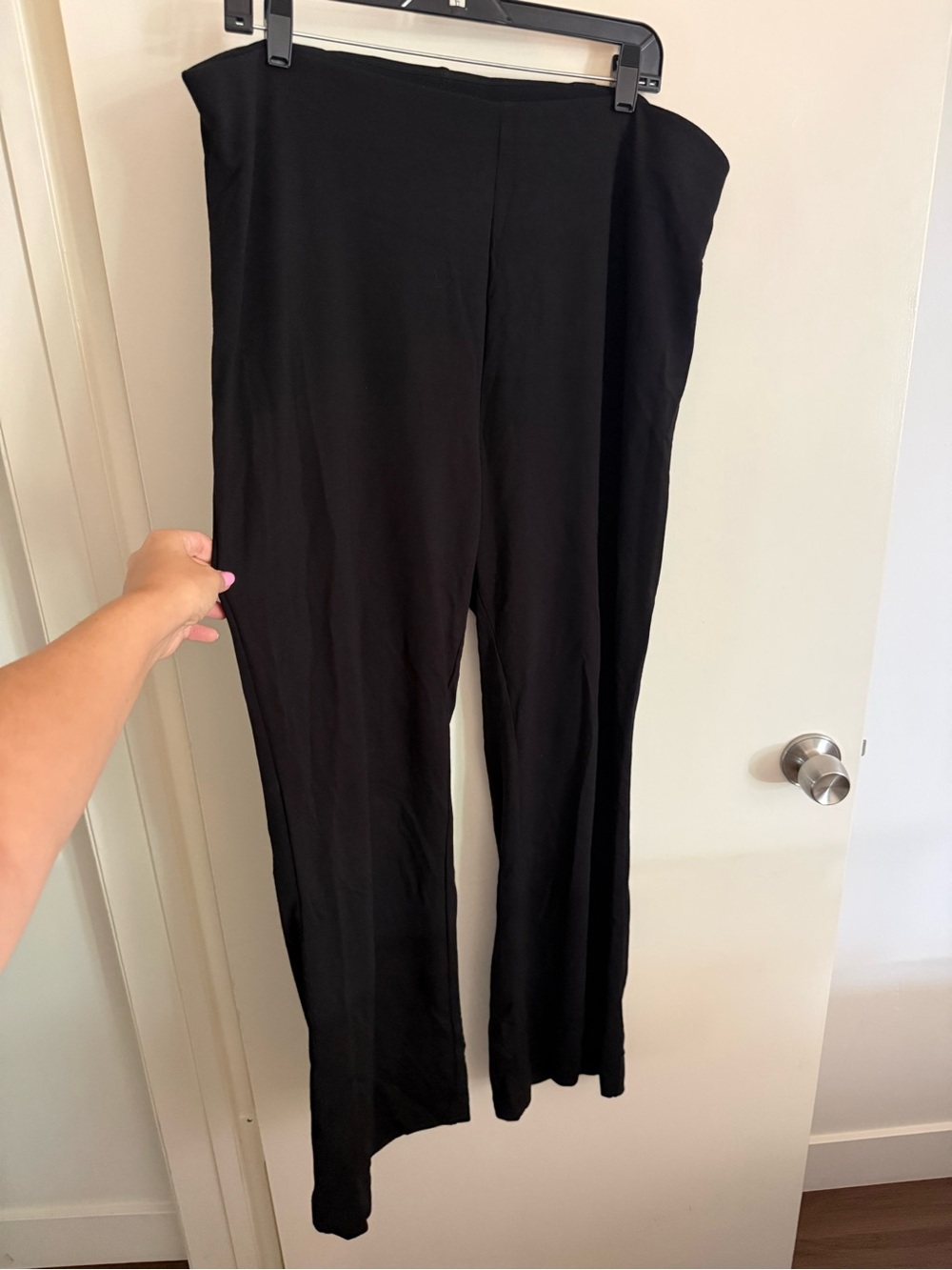 Black Stretch Wide-Leg Pants